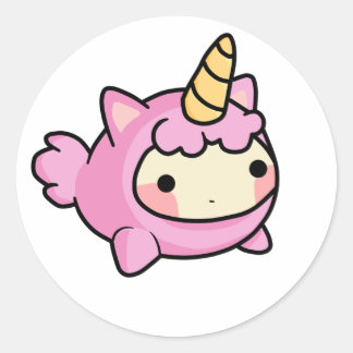 Unicornio Kawaii Ronde Sticker