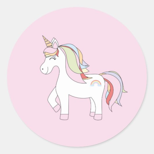 Unicornio rosa ronde sticker (Voorkant)