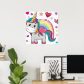 Unicornio y Corazones Poster (Thuiskantoor)