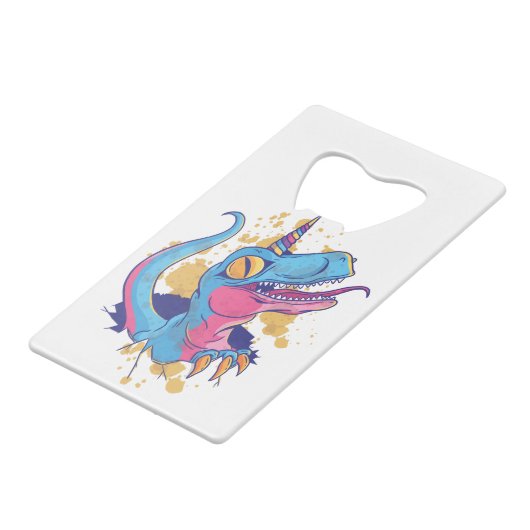 Unicornisaurus Creditkaart Flessenopener (Achterkant Gekanteld)