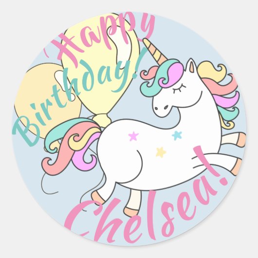 Unicornl Verjaardag Stickers Gepersonaliseerd (Voorkant)