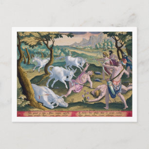 Unicorns aan de banken van de Indus, gejaagd door Briefkaart