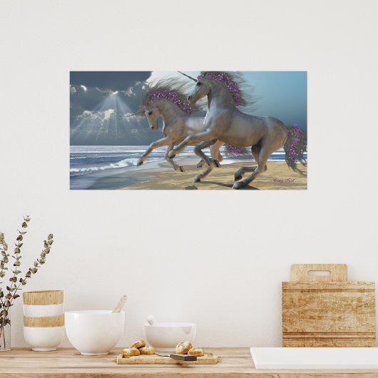 Unicorns afspelen Deel 2 Afdruk Poster (Keuken)