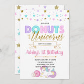 Unicorns and donuts party call kaart (Voorkant / Achterkant)