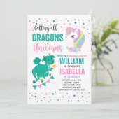 Unicorns and Dragons Birthday Invitation Magical Kaart (Staand voorkant)