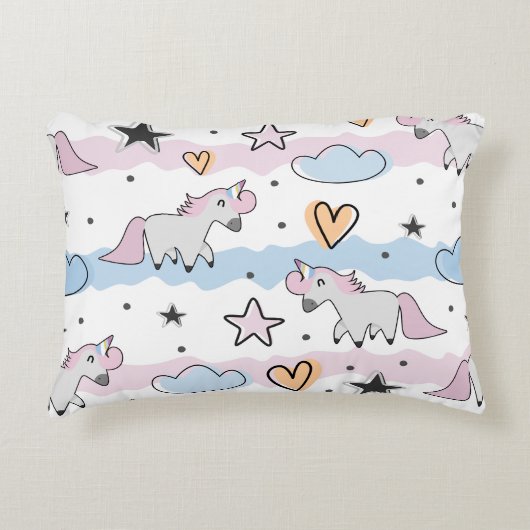 Unicorns and stars pattern accent kussen (Voorkant)