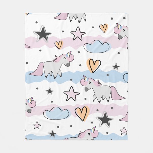 Unicorns and stars pattern fleece deken (Voorkant)