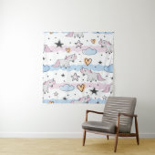 Unicorns and stars pattern wandkleed (In situ)