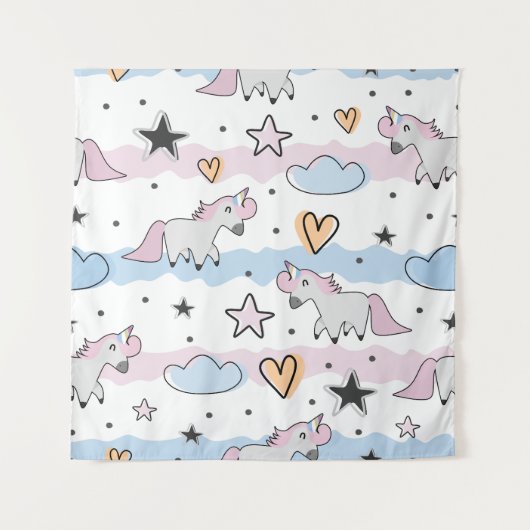 Unicorns and stars pattern wandkleed (Voorkant)