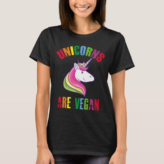 Unicorns are Vegan, Funny Vegan, Cute Vegetarian T-shirt (Voorkant)