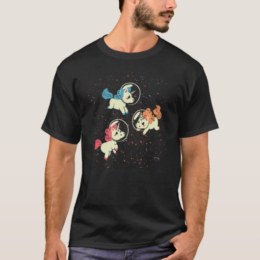 Unicorns Astronaut Outer Space Magical Animal Gala T-shirt (Voorkant)