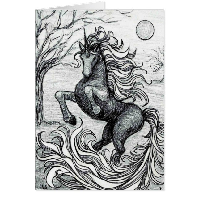Unicorns Black Unicorn Black & White Tekening (Voorkant)