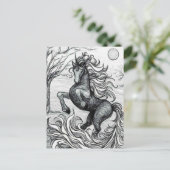 Unicorns Black Unicorn Black & White Tekening Briefkaart (Staand voorkant)