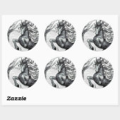 Unicorns Black Unicorn Black & White Tekening Ronde Sticker (Vel)