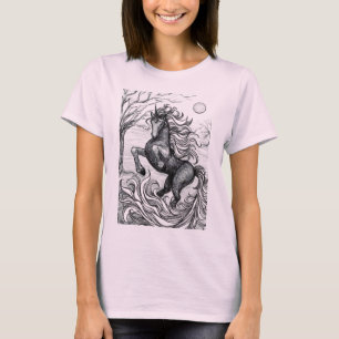 Unicorns Black Unicorn Black & White Tekening T-shirt