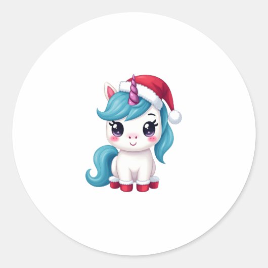 Unicorns Christmas_Santa Claus Unicorn Tank Top (3 Ronde Sticker (Voorkant)