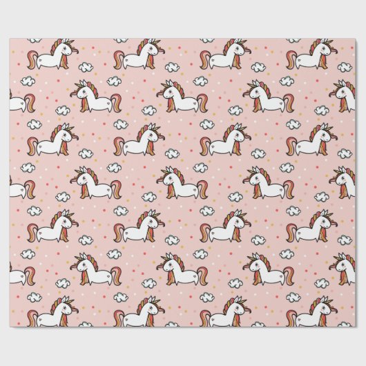 Unicorns & Confetti Blush Pink Patroon Cadeaupapier (Vlak)