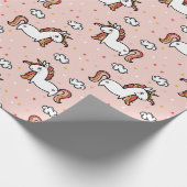Unicorns & Confetti Blush Pink Patroon Cadeaupapier (Hoek)