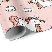 Unicorns & Confetti Blush Pink Patroon Cadeaupapier (Rol Hoek)
