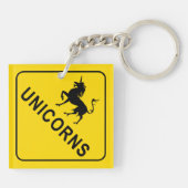 Unicorns Crossing Road Sign Sleutelhanger (Achterkant)