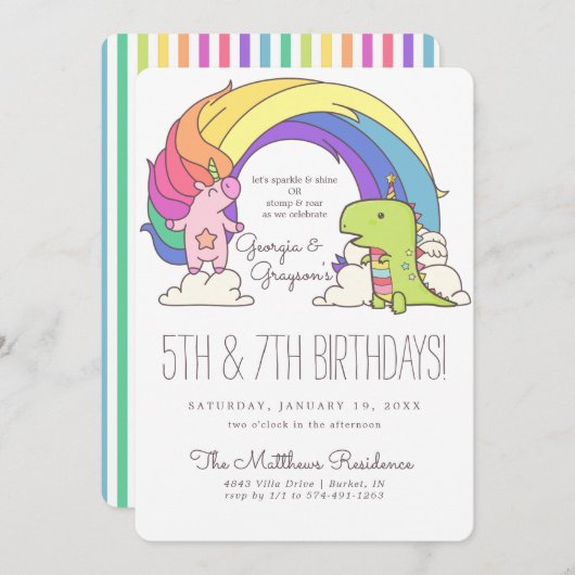 Unicorns & Dinosauriërs Vervroegde dag (Voorkant / Achterkant)