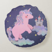 Unicorn's Dream Fantasy Illustratie Rond Kussen (Achterkant)