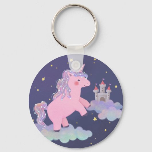 Unicorn's Dream Fantasy Illustratie Sleutelhanger (Voorkant)