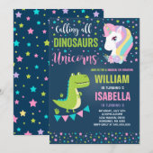 Unicorns en dinosauriërs op zaterdag kaart (Voorkant / Achterkant)