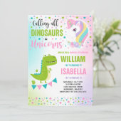 Unicorns en dinosauriërs op zaterdag kaart (Staand voorkant)