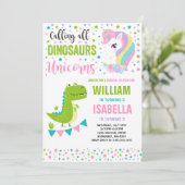 Unicorns en dinosauriërs op zaterdag kaart (Staand voorkant)