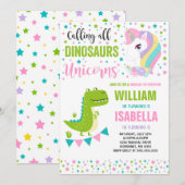 Unicorns en dinosauriërs op zaterdag kaart (Voorkant / Achterkant)