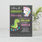 Unicorns en dinosauriërs op zaterdag kaart (Staand voorkant)