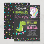 Unicorns en dinosauriërs op zaterdag kaart (Voorkant / Achterkant)