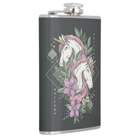 Unicorns en Flowers Heupfles (Rechts)