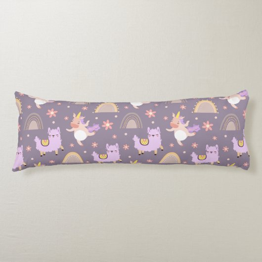 Unicorns en lamas lichaamskussen (Voorkant)