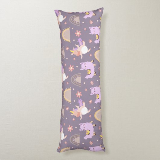 Unicorns en Llamas Body Pillow Lichaamskussen (Achterkant (Verticaal))