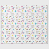 Unicorns en olifanten cadeaupapier (Vlak)
