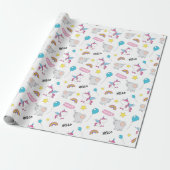 Unicorns en olifanten cadeaupapier (Uitgerold)