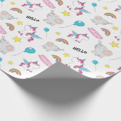 Unicorns en olifanten cadeaupapier (Hoek)