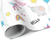 Unicorns en olifanten cadeaupapier (Rol Hoek)