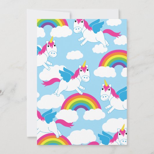 Unicorns en Rainbow 1st Birthday Cute Invitations Kaart (Achterkant)