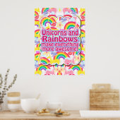 Unicorns en Rainbows het Poster! Poster (Keuken)
