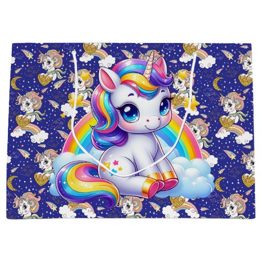 Unicorns en regenbogen groot cadeauzakje (Voorkant)