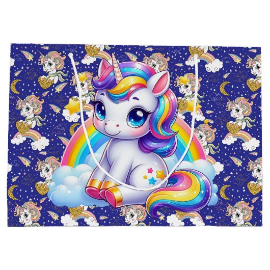 Unicorns en regenbogen groot cadeauzakje (Achterkant)