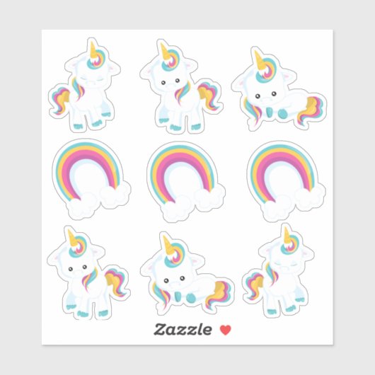 Unicorns en regenbogen sticker (Vel)