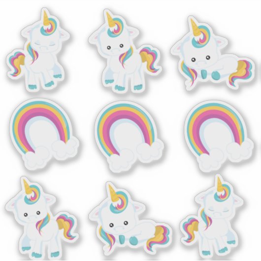 Unicorns en regenbogen sticker (Voorkant)