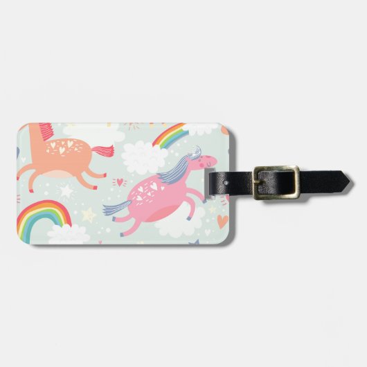 Unicorns en regenboog bagagelabel (Voorkant horizontaal)