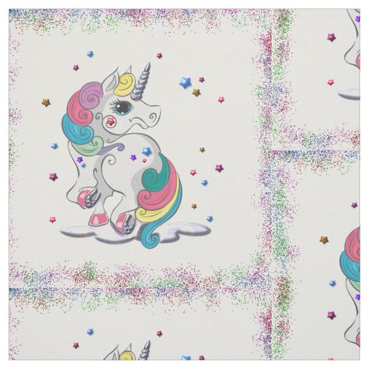 Unicorns en regenbooglitter stof (Swatch)