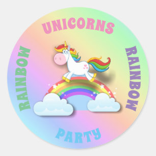 Unicorns en regenboogronde Stickers