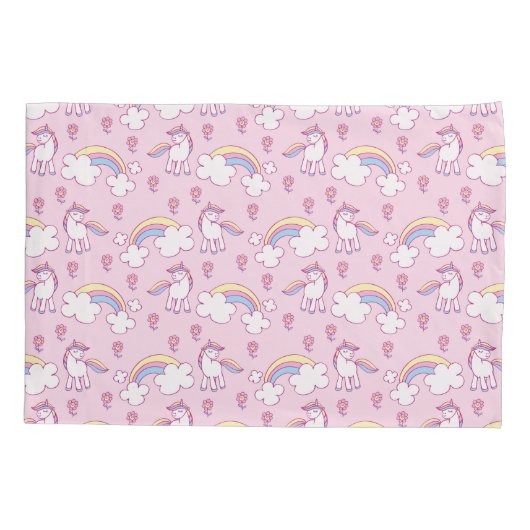 Unicorns en regenboogwolken kussensloop (Achterkant)